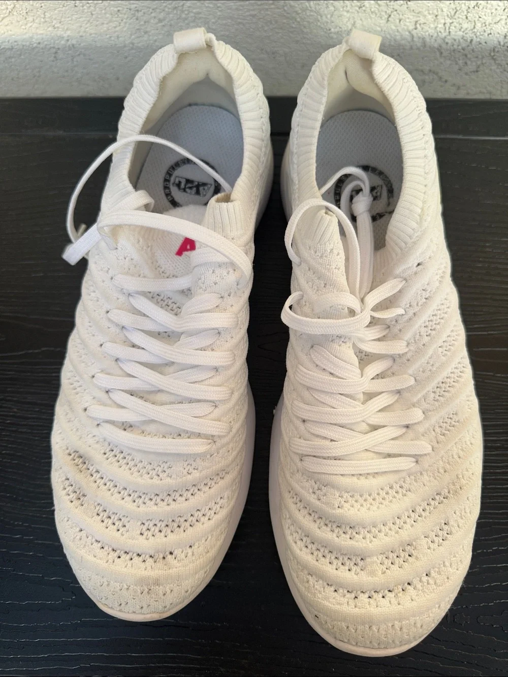 Womens White Knit APL Athletic Sneakers - size 8